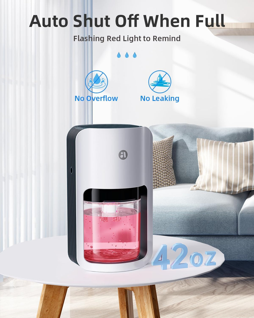 Dehumidifier for Home, 42oz Dehumidifier for Bathroom, Dehumidifiers for Room with Auto Shut Off, Auto Defrost Quiet Dehumidifier for Bedroom Wardrobe Closet Trailer RV