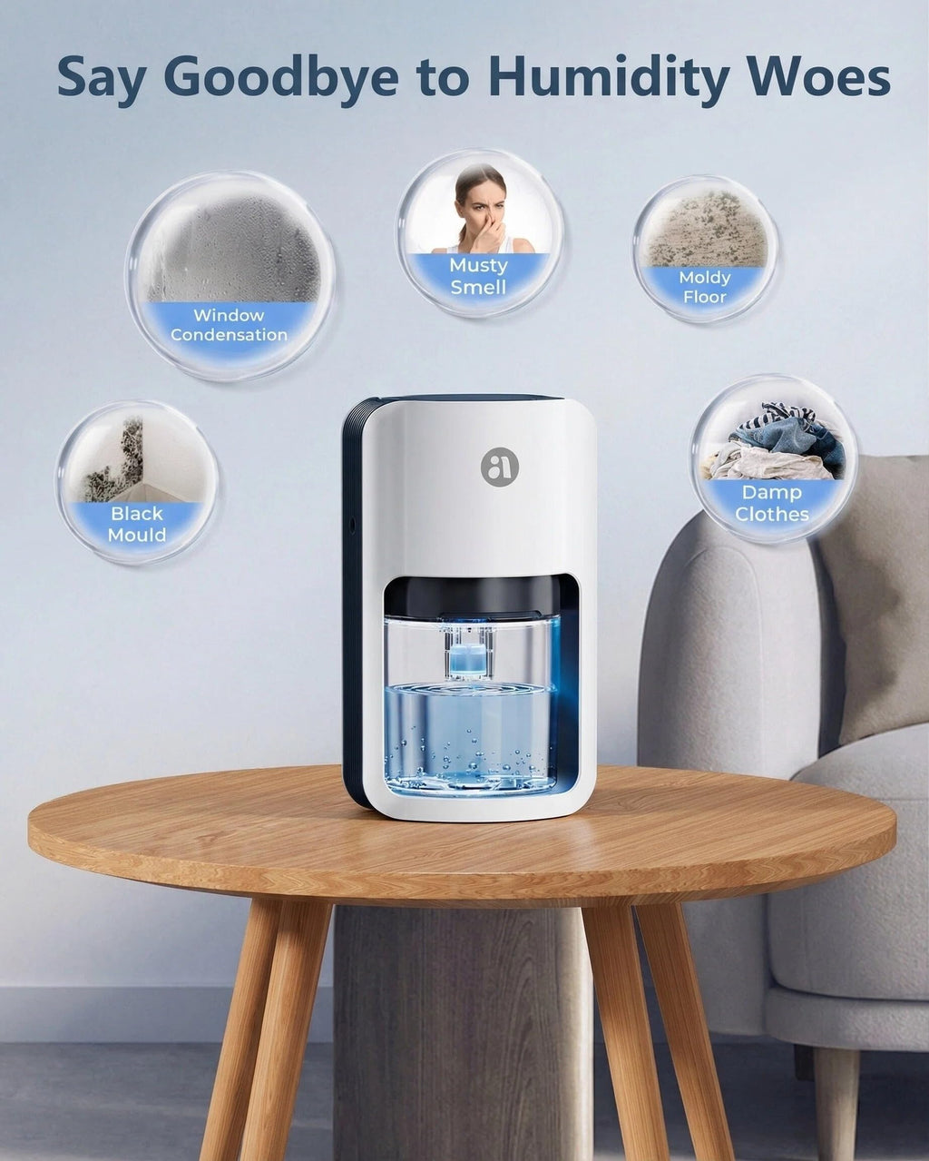 avylo Small Dehumidifier for Bedroom,162 Sq.Ft 42oz with Auto Shut Off