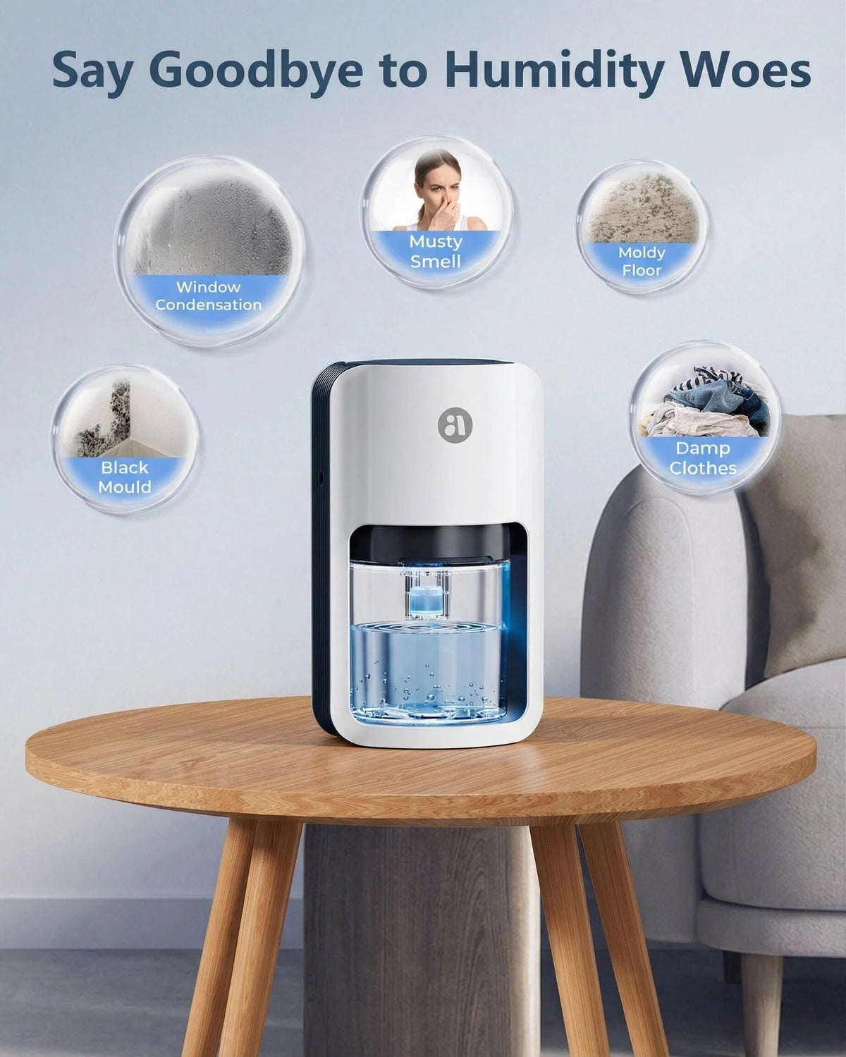 avylo Small Dehumidifier for Bedroom,162 Sq.Ft 42oz with Auto Shut Off