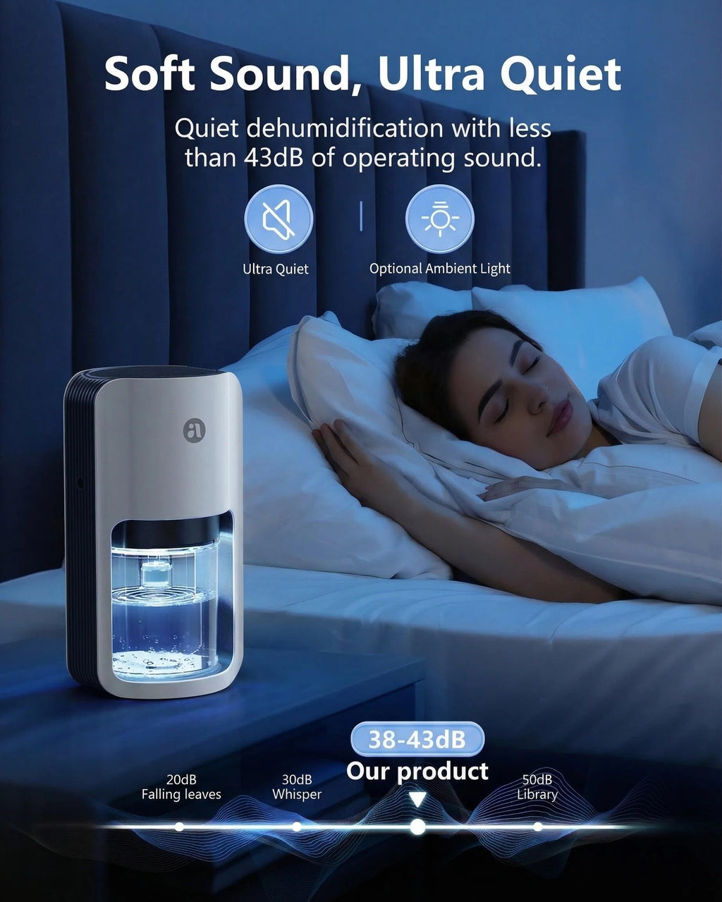 avylo Small Dehumidifier for Bedroom,162 Sq.Ft 42oz with Auto Shut Off