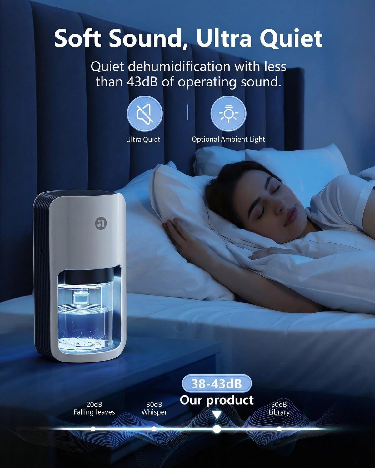 avylo Small Dehumidifier for Bedroom,162 Sq.Ft 42oz with Auto Shut Off
